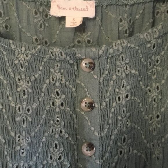 Hem & Thread sage green eyelet lace cami fairycore layering summer cottagecore S - Picture 2 of 3